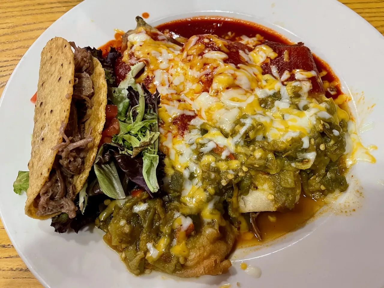 The Original Cocina Azul signature dishes Brisket RellenoCarne Adobada EnchiladasSteak Taco